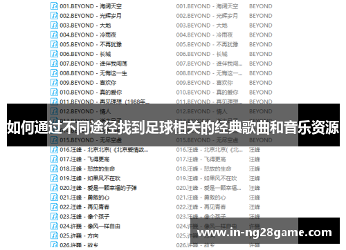 如何通过不同途径找到足球相关的经典歌曲和音乐资源